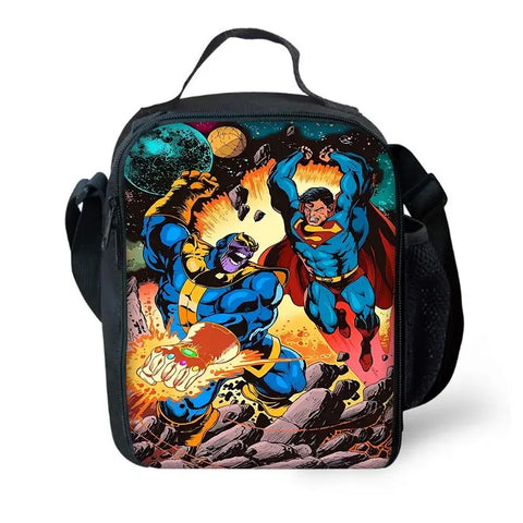 Cartoon S-Superman Logo Child Insulated Large Capacity Bag for Boy Girl Student Outdoor Picnic Resuable Thermal Cooler Lunch Box