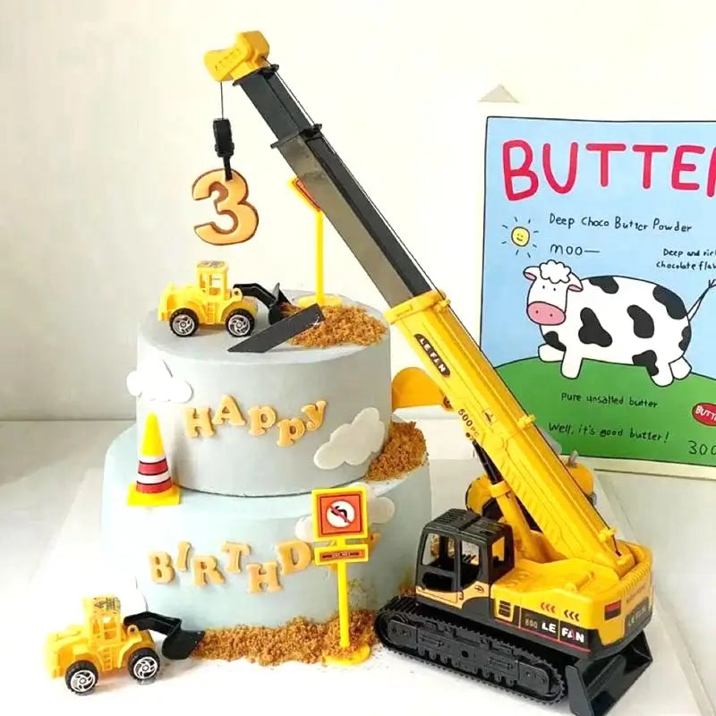 Excavator Crane Construction Party Cake Topper Vehicle Tractor Cake Topper Birthday Kid Babyshower Cake Decor Boy Birthday Party