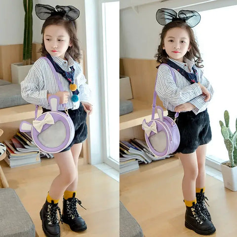 New Children Crossbody Fashion Bag Korean Style Transparent Rabbit Style Backpack Princess Kindergarten Bow Shoulder Bag IB026
