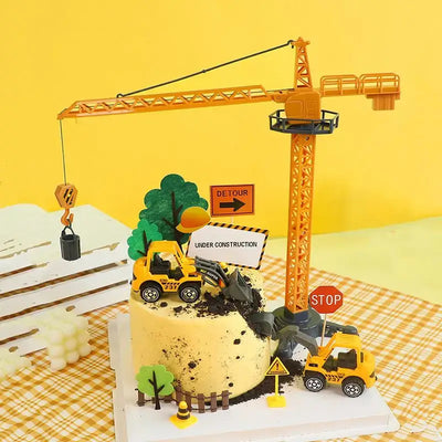 Excavator Crane Construction Party Cake Topper Vehicle Tractor Cake Topper Birthday Kid Babyshower Cake Decor Boy Birthday Party