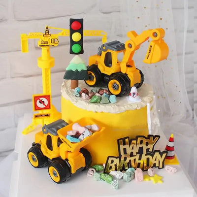 Excavator Crane Construction Party Cake Topper Vehicle Tractor Cake Topper Birthday Kid Babyshower Cake Decor Boy Birthday Party