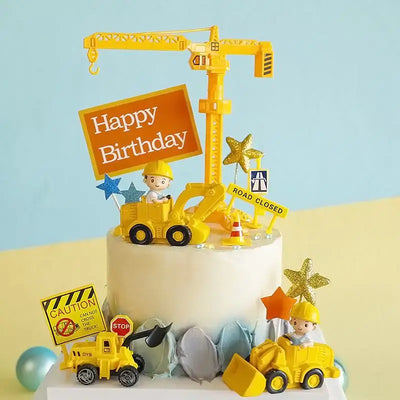 Excavator Crane Construction Party Cake Topper Vehicle Tractor Cake Topper Birthday Kid Babyshower Cake Decor Boy Birthday Party