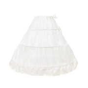 White layered petticoat skirt for girls, perfect for enhancing princess costumes and formal dresses.