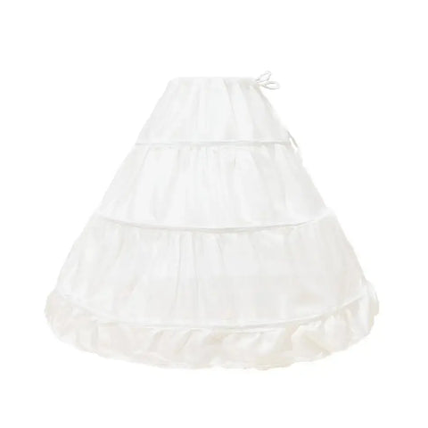 White layered petticoat skirt for girls, perfect for enhancing princess costumes and formal dresses.
