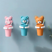 Kids Toothbrush Holder Wall Mount Cute Toothbrush Toothpaste Rack Children Mouthwash Cup Storage Rack Bathroom Supplies