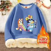 Blueys Thickened Fleece-lined Boys Sweatshirt Bingo Chilli Cartoon Without Hoodie Warm Pullover Round Neck Winter Kids Xmas Gift