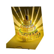 3D Musical Birthday Cake Card LED Light Pop-Up Greeting Cards with Envelope for All Occasion Girl Kid Wife Postcards Drop Ship
