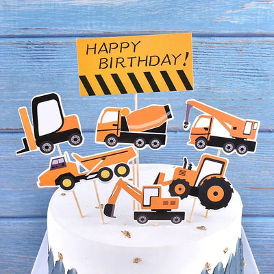 Excavator Crane Construction Party Cake Topper Vehicle Tractor Cake Topper Birthday Kid Babyshower Cake Decor Boy Birthday Party