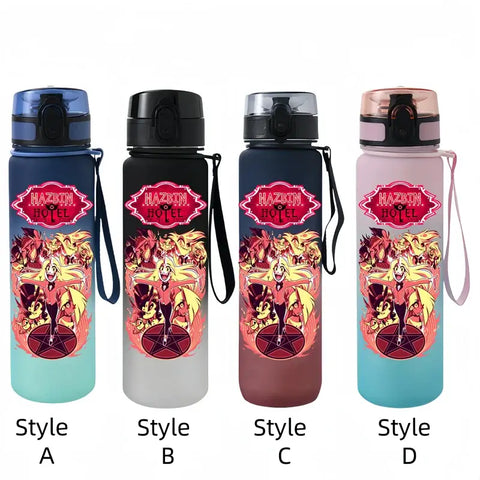 Hazbin Hotel 650ml Cartoon Characters Portable Water Cup Large Capacity Outdoor Sports Plastic Leak-proof Water Bottle Children